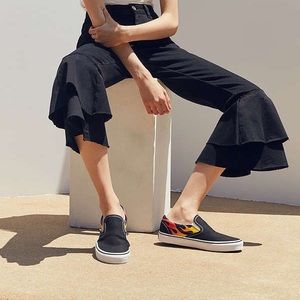 Vans flame slip on shoes